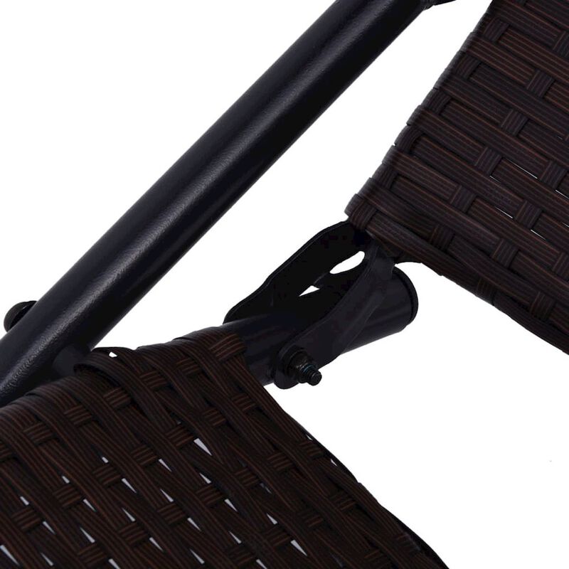 Sun Lounger Brown Poly Rattan, Powder-Coated Steel Medium