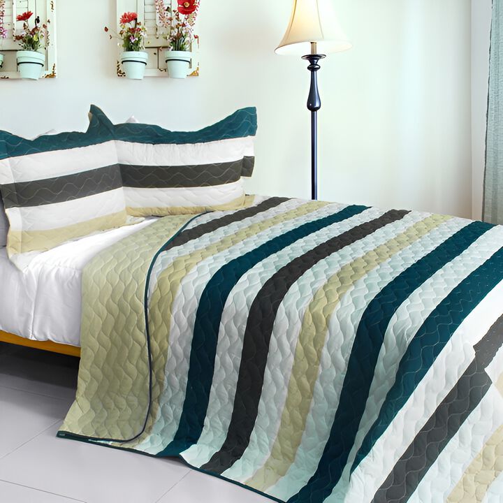 3-Piece Vermicelli Quilted Patchwork Quilt Set Soft Bedding