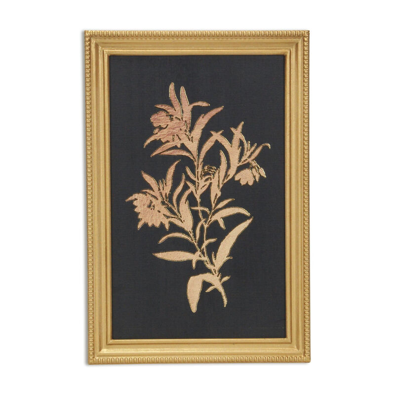 HomeRoots 21" X 14" Gold And Black Flower Bouquet Wood Framed Art image number 2