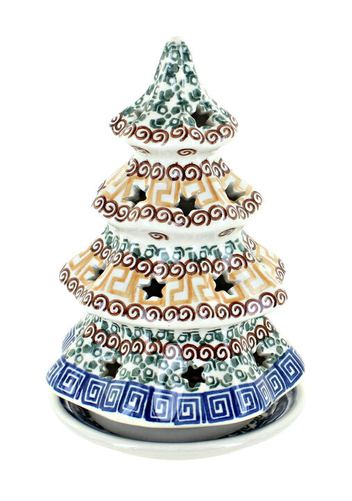 Blue Rose Polish Pottery Athena Medium Christmas Tree Luminary