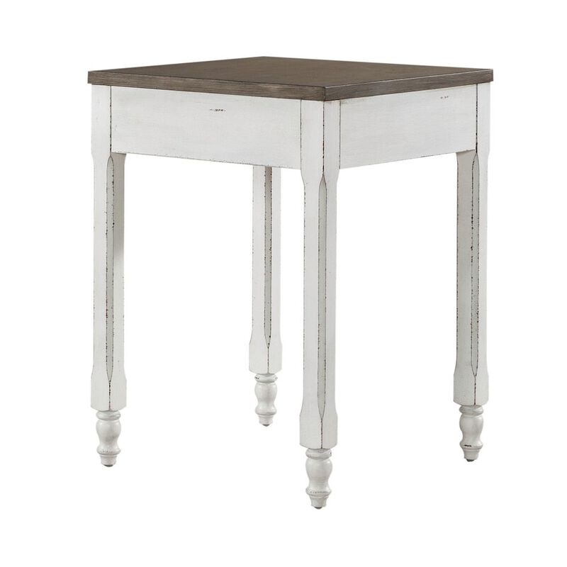 Liberty Furniture Corner Filler Table European Traditional  - Antique White & Weathered Bark image number 0