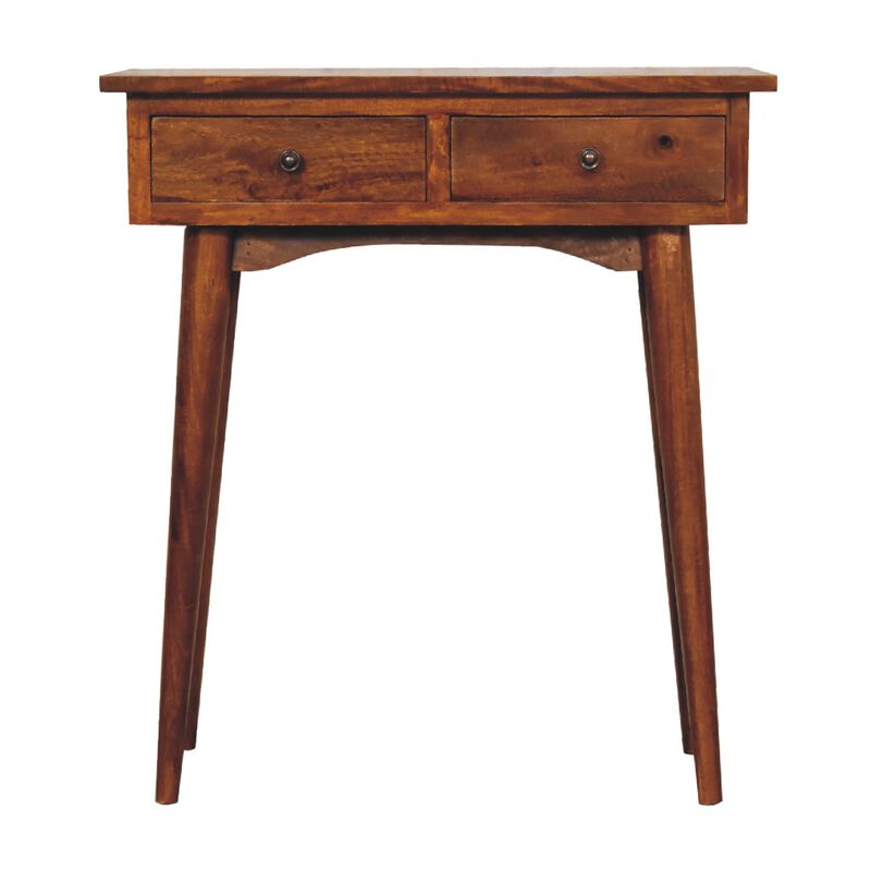 Artisan Furniture Solid Wood Mini Chestnut Hallway Console, 2 Drawers, Brown image number 0