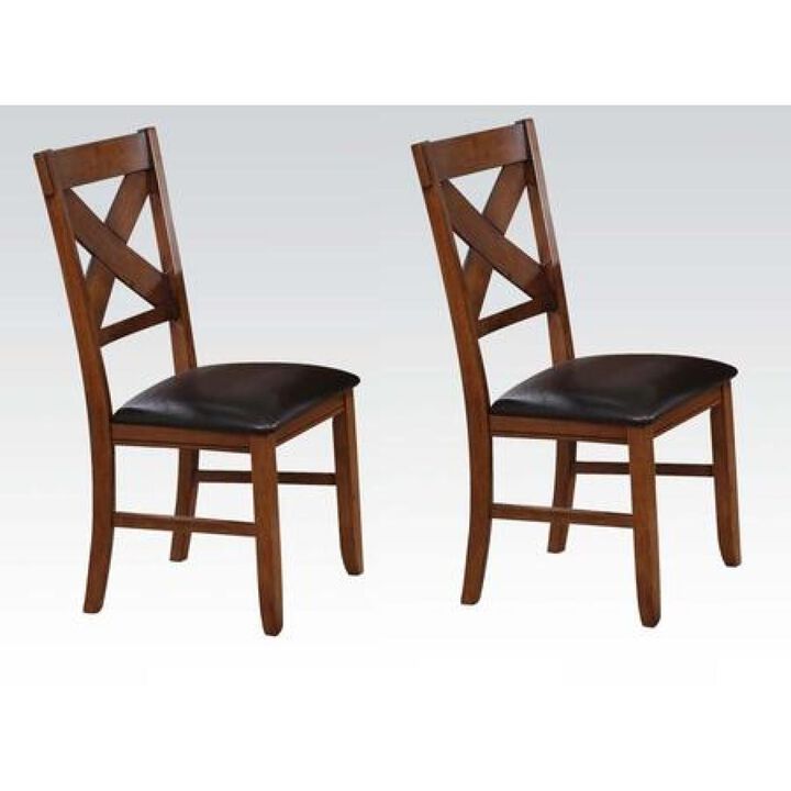 Apollo Side Chair (Set-2) in Espresso PU & Walnut