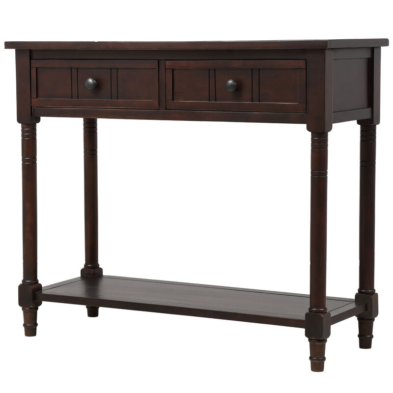 Merax Console Table Traditional Design with Two Drawers and Bottom Shelf