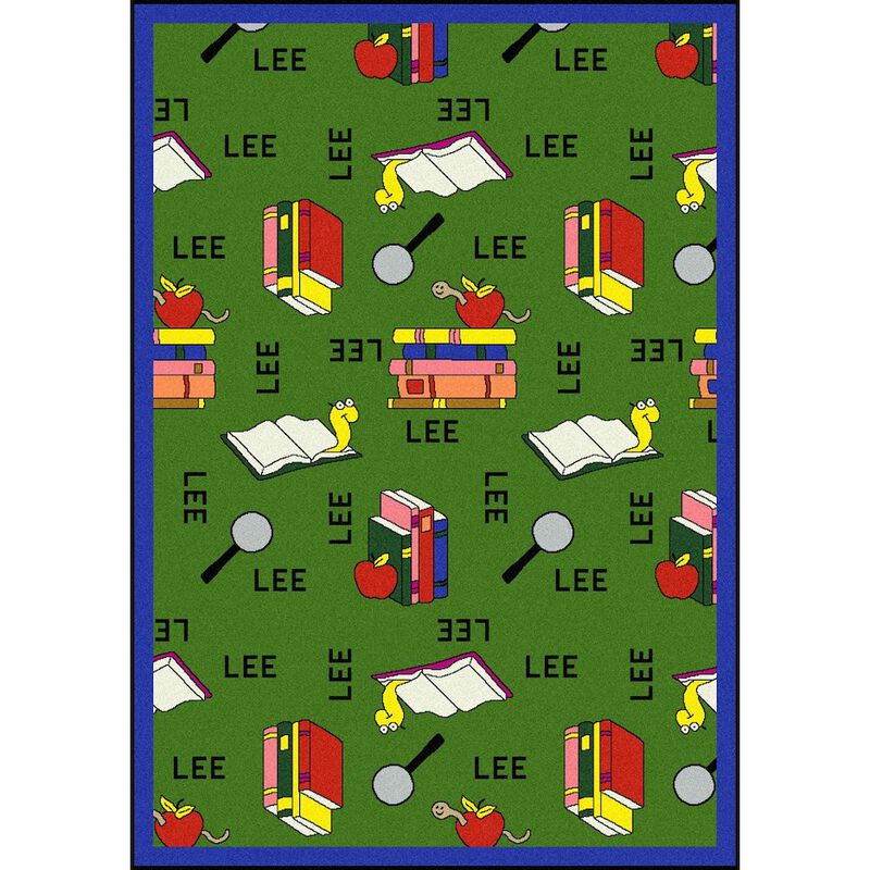 Joy Carpets Kid Essentials Bookworm (Spanish) 7'8 x 10'9 Area Rug in Color Green