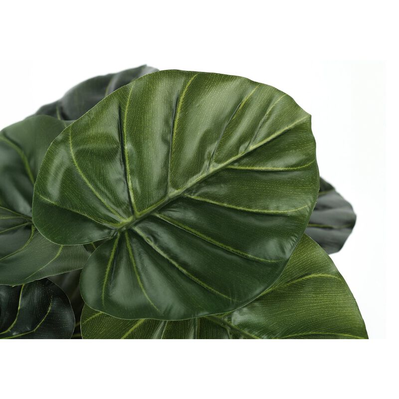 Monarch Specialties I 9578 - Artificial Plant, 24" Tall, Alocasia, Indoor, Faux, Fake, Table, Greenery, Potted, Real Touch, Decorative, Green Leaves, Black Pot