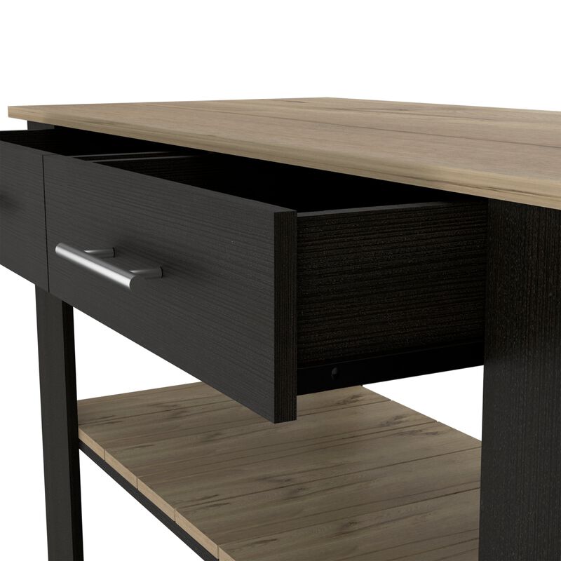 Kitchen Island 46 Inches Dozza, Kitchen, Black / Light Oak image number 4