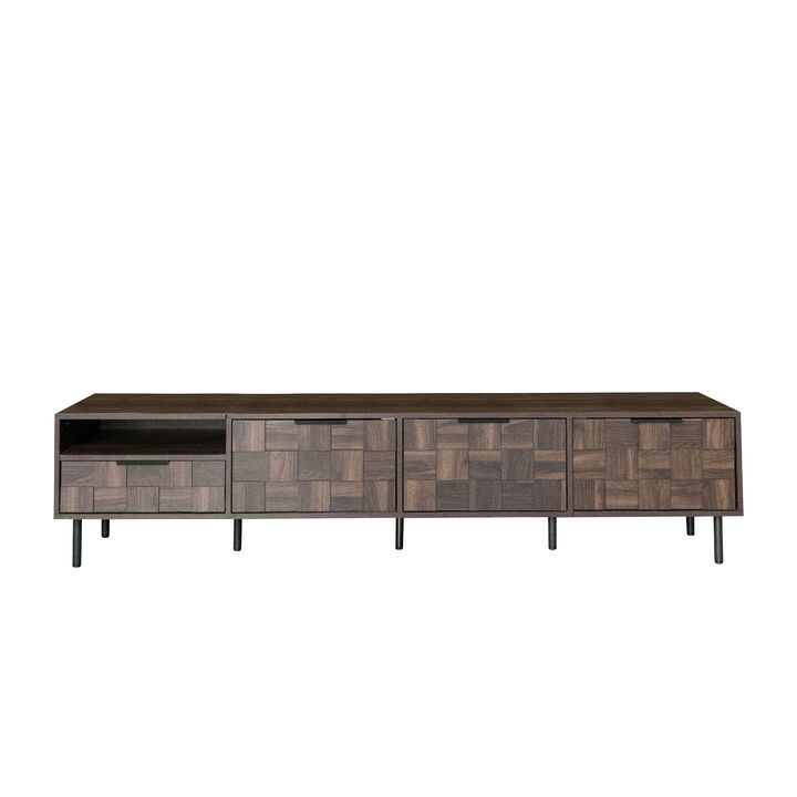 Merax Walnut Minimalist Modern TV Stand with Soft Close Cabinets