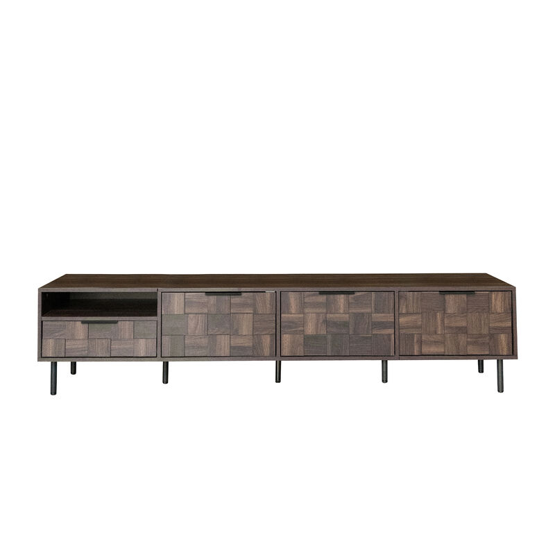 Merax Walnut Minimalist Modern TV Stand with Soft Close Cabinets image number 0