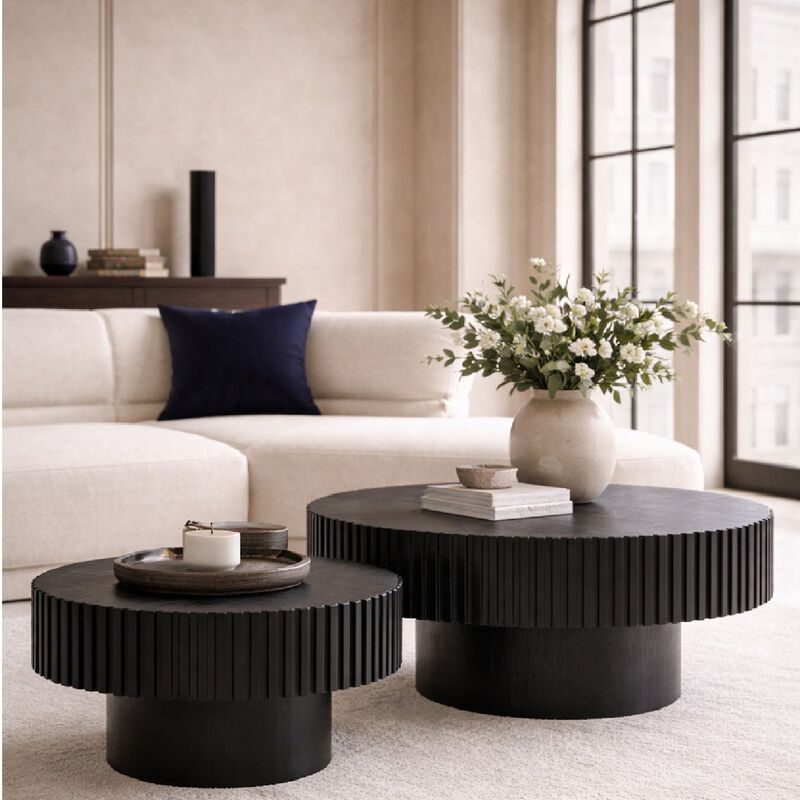 Ribbed Black Ash Coffee Table L | OROA Modern Pierre image number 1