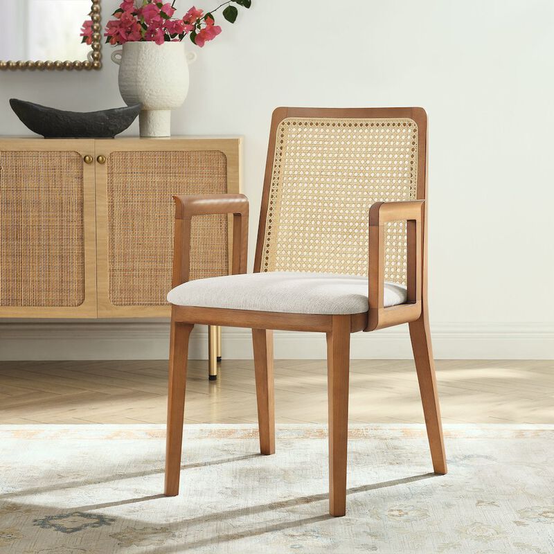 Monarch Wood and Rattan Dining Armchair image number 7