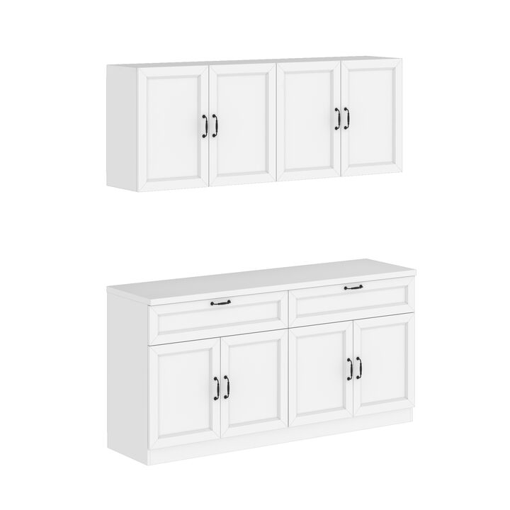 63" W Kitchen Pantry With 8 Door 2 Drawer