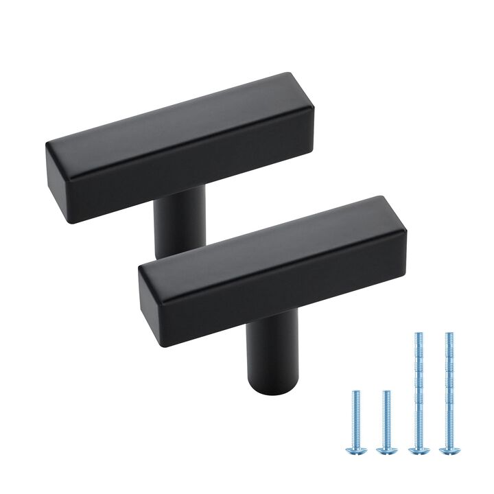 JOY DECOR 10 Pack Matte Black Kitchen Cabinet Drawer Pulls, Square Bar Handles for Cupboards, 2 Inch Cabinet Pulls with Single H