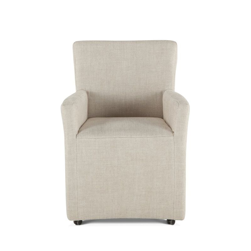 World Interiors Lily Off-White Linen Wheeled Armchair image number 0