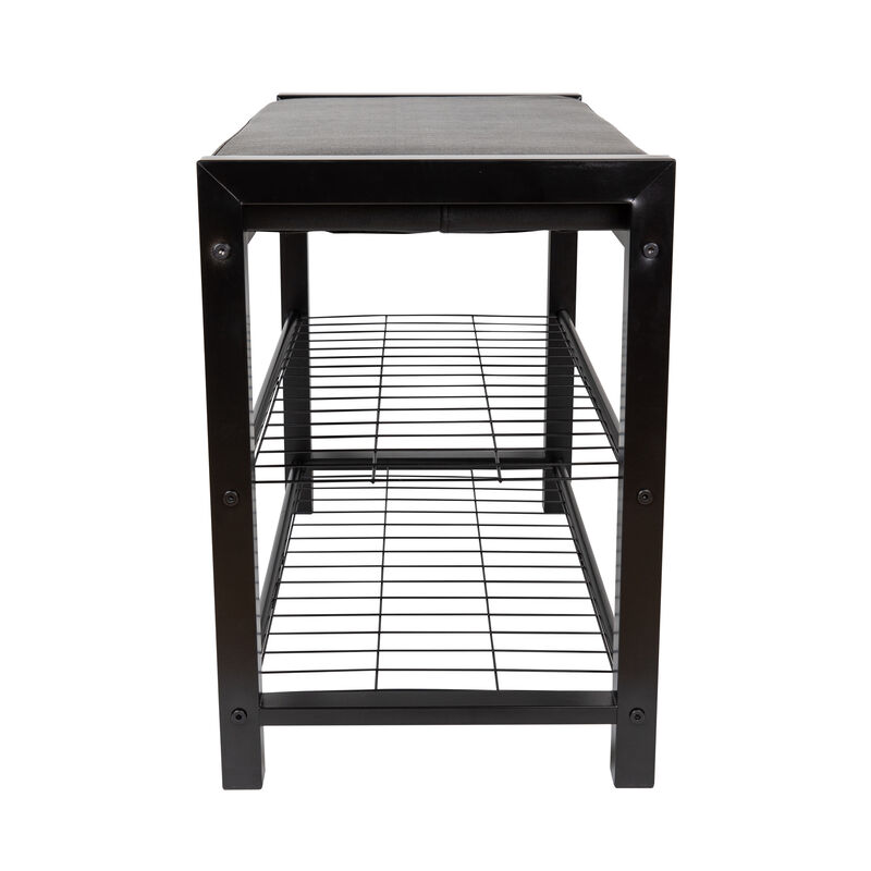 Leatherette Storage Entryway Bench and Shoe Rack with Metal Frame