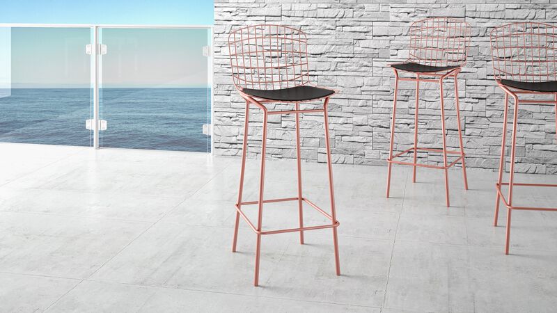 Madeline Pink and Black Bar Stools (Set of 3)