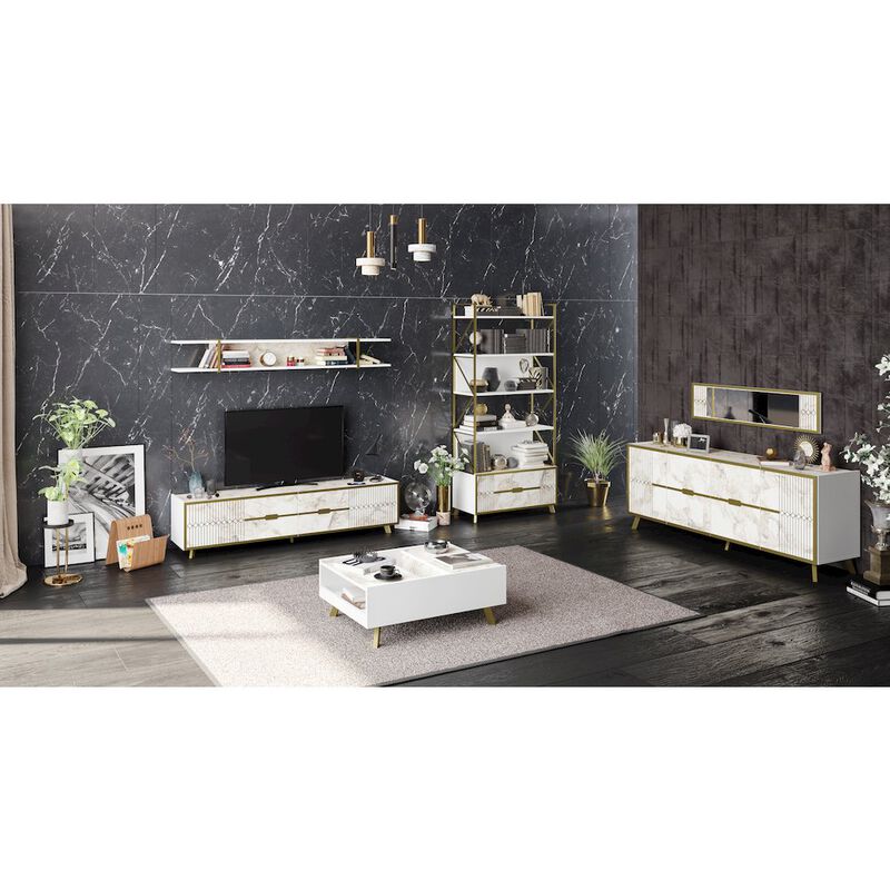 Decorotika Frida 60 Bookcase - Ephesus Marble & Gold