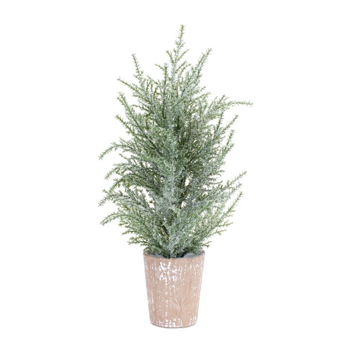 Set of 4 Frosted Holiday Pine Trees in Paper Pots for Seasonal Home Décor