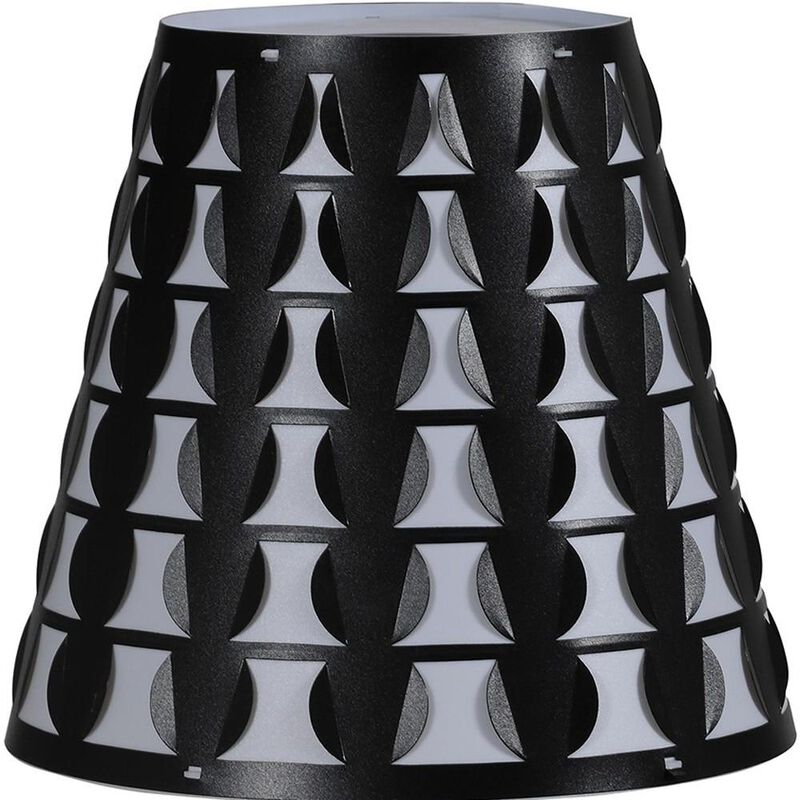 Hivvago 16" Black Bedside Table Lamp With Black And White Polka Dots Empire Shade