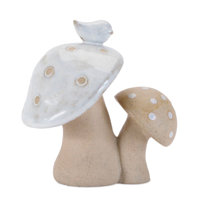 Set of 6 Porcelain Mushroom Décor Pieces for Tabletop or Garden Display