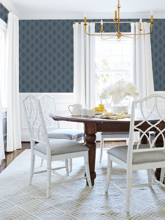 Mersenne Indigo Geometric Wallpaper (Set of 2)