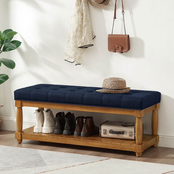 Resort Linen Solid Wood Bench