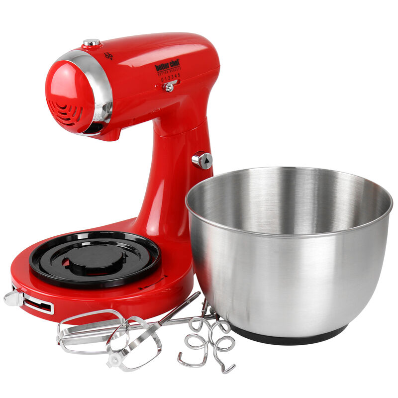 Better Chef 350 Watt MegaMix Stand Mixer in Red