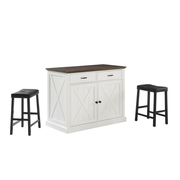 Crosley Furniture Clifton Kitchen Island W/Uph Saddle Stools