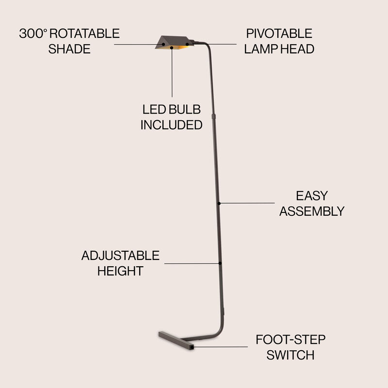 Cotys MidCentury Industrial Metal Adjustable Pharmacy LED Floor Lamp
