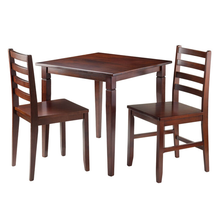 Winsome Kingsgate 3-Pc Dining Table with 2 Hamilton Ladder Back Chairs