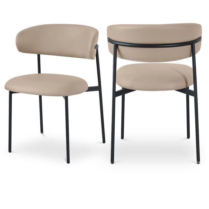 Meridian Furniture Lupita Taupe Vegan Leather Dining Chair, Set of 2