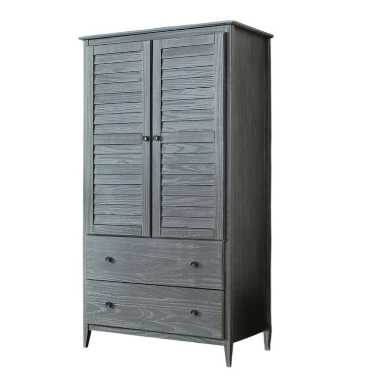 Vintage Distressed Pine Armoire Cabinet for Bedroom or Living Space