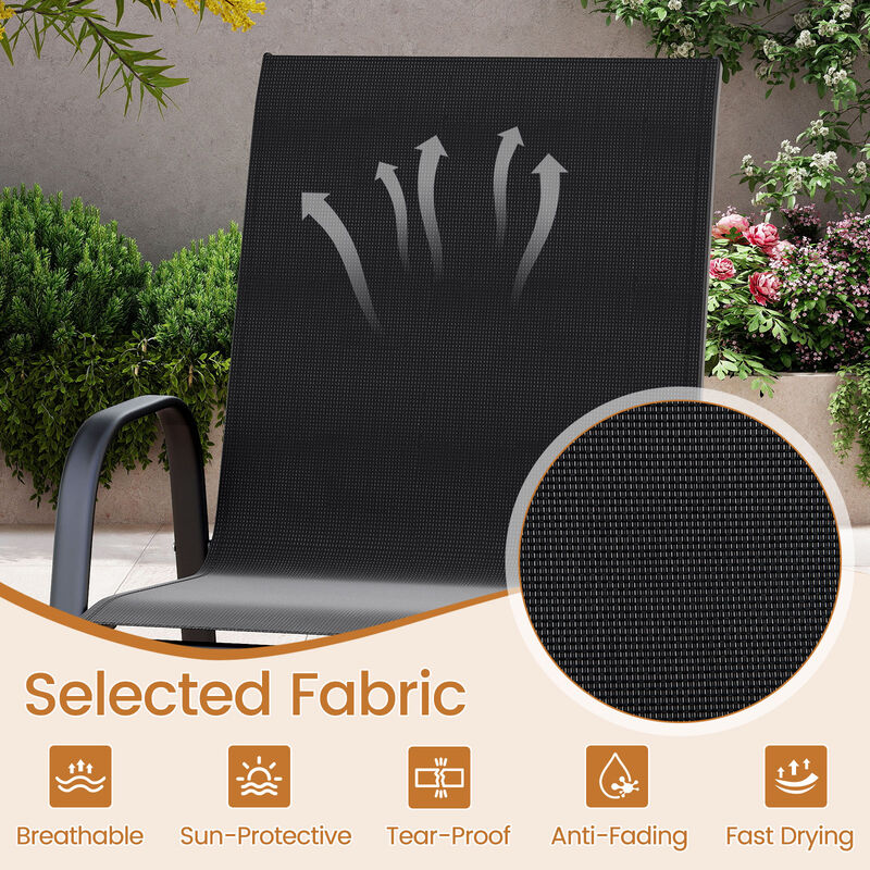 Set of 2 Patio Bar Height Stools with Fabric Seat and Armrests image number 6