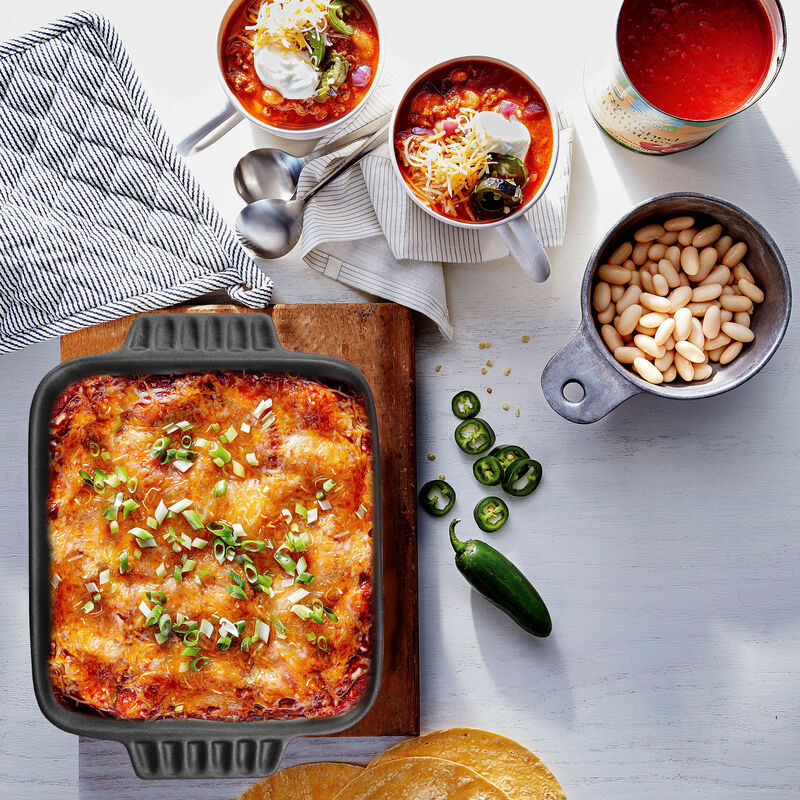 Crock-Pot Denhoff 8 in. Non-Stick Ribbed Casserole in Red