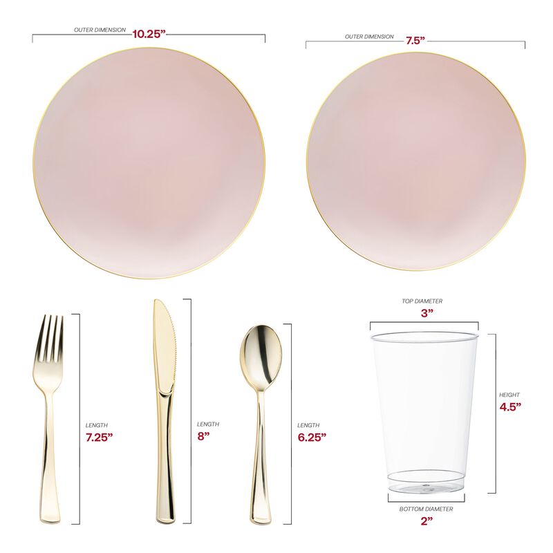Gold Rim Organic Round Plastic Wedding Value Set image number 2