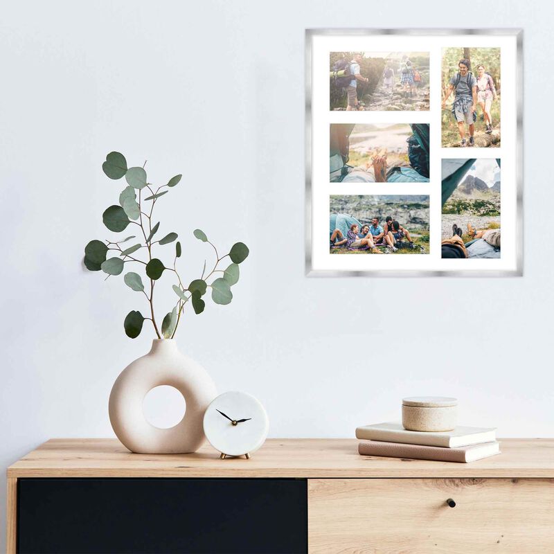 12x14 Wood Collage Frame with a White Mat for 4x6 Pictures