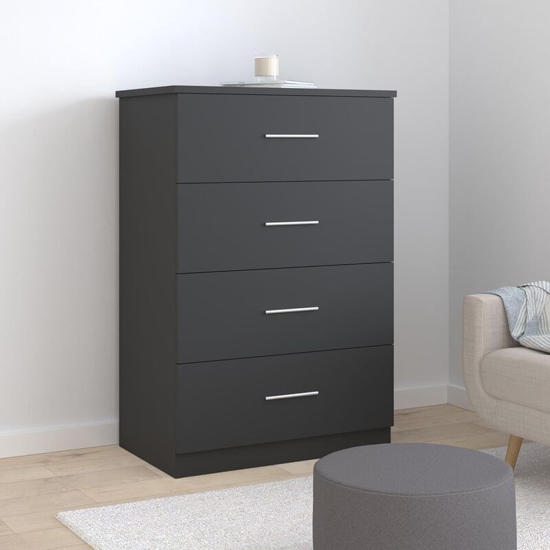 Furinno Tidur Simple Design 4-Drawer Dresser with Handle, Americano