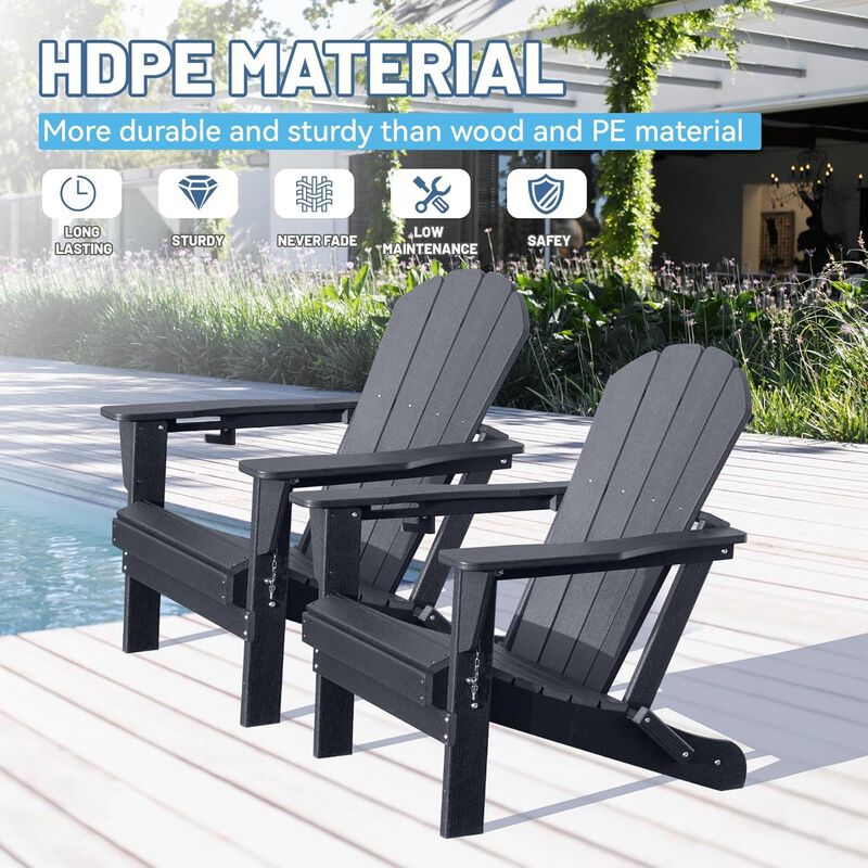Hivvago Set of 2 Folding Adirondack Chairs with Cup Holders image number 4