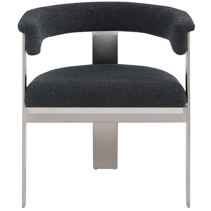 Meridian Furniture Romeo Black Boucle Fabric Dining Chair, Set of 2