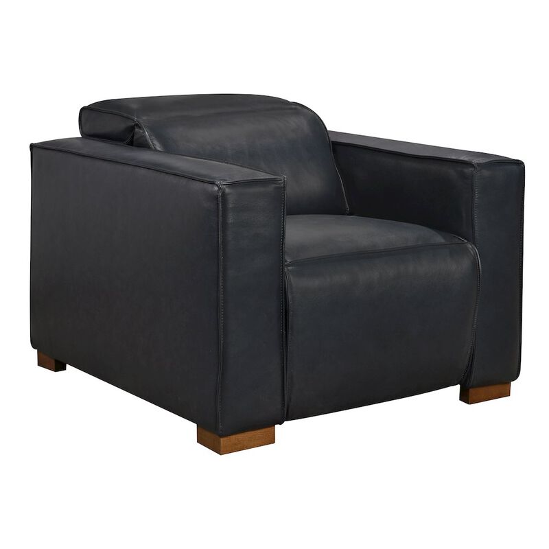 Riseholme Reclining Lounge Chair in Blue Full-Leather