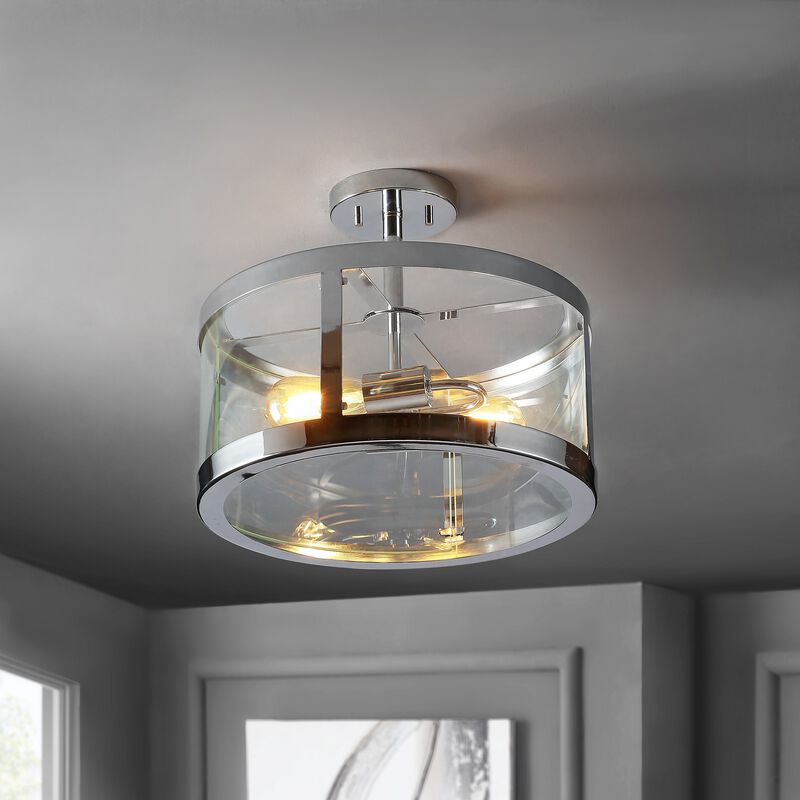 Herndon Iron/Glass Modern LED Flush Mount