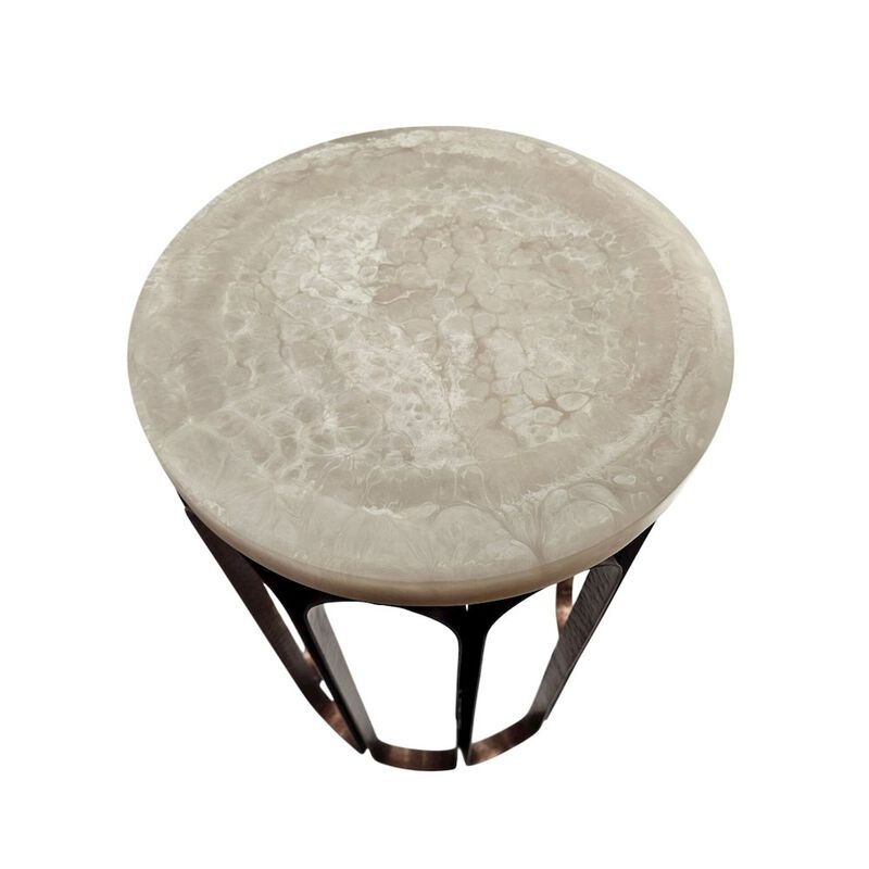 Carolina Chair & Table Luminous Glow Marble Top and Base Side Table - Antique Copper