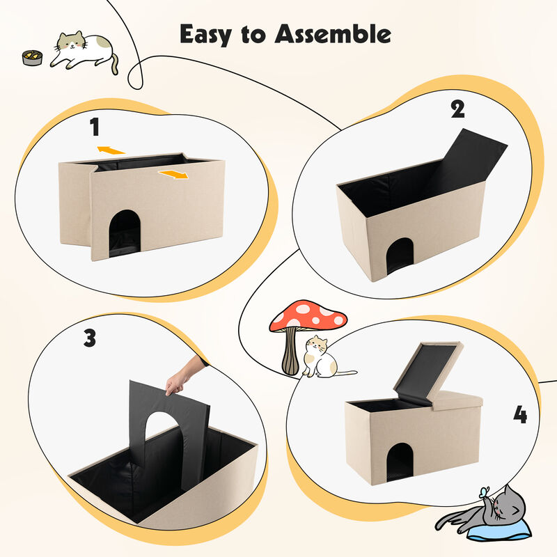 Cat Litter Box Enclosure Hidden Furniture with Urine Proof Litter Mat image number 3