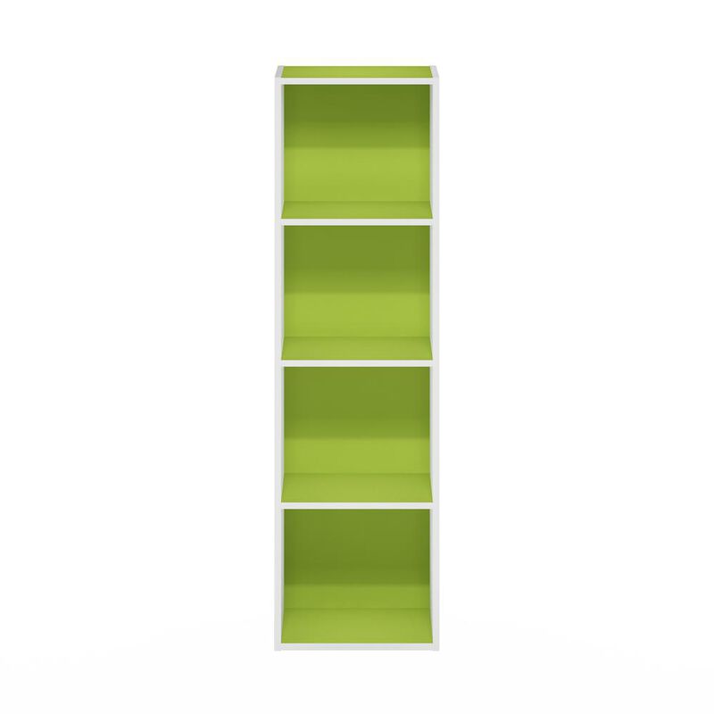 Furinno Pasir 4-Tier Open Shelf Bookcase, Green/White
