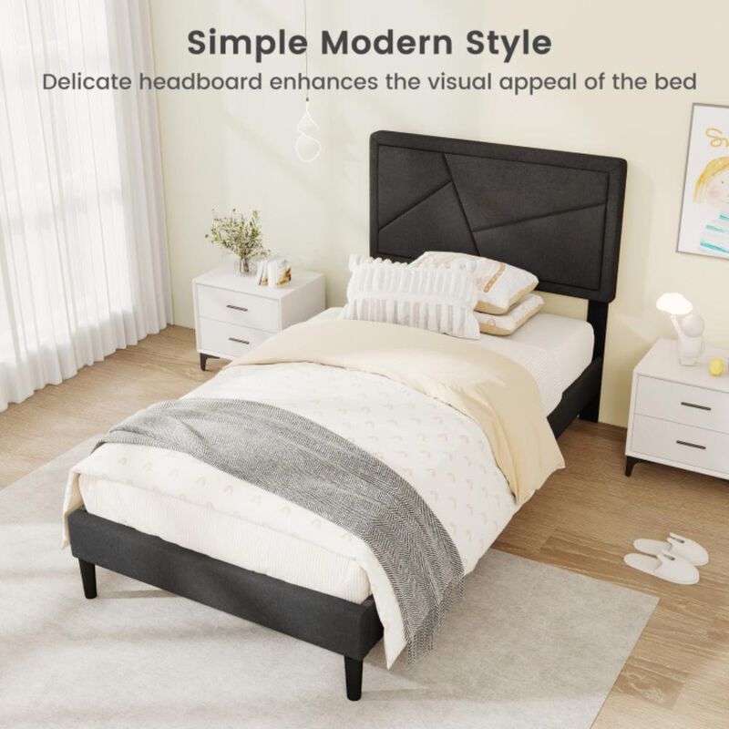Hivvago Upholstered Platform Bed Frame with High Headboard