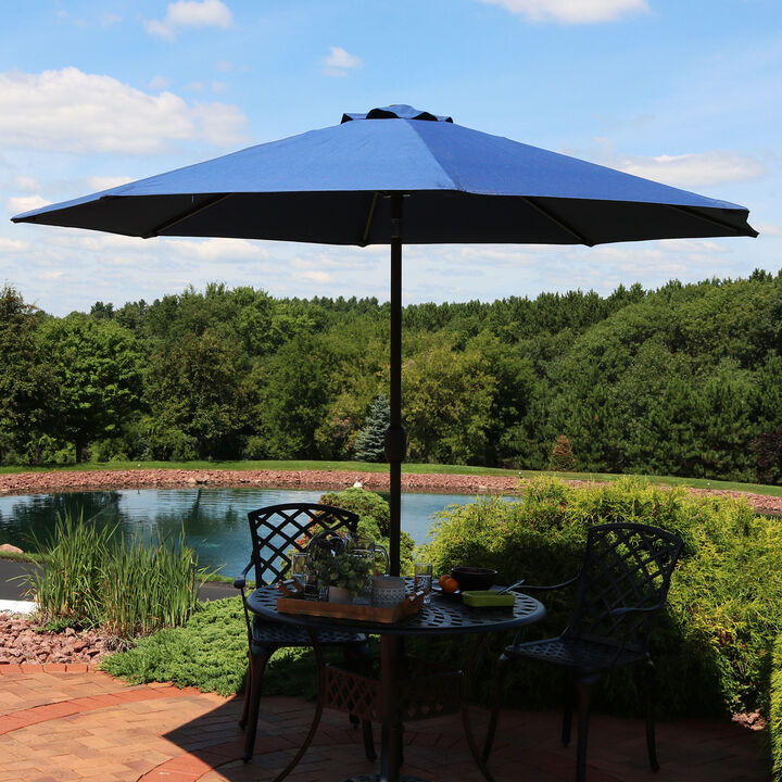 Sunnydaze 9 ft Aluminum Patio Umbrella with Tilt and Crank - Navy Blue