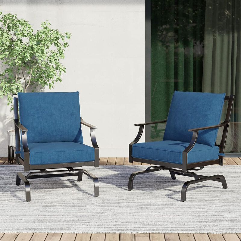 Mondawe 2-Piece Patio Rocking Chair Set, W/ Coated Steel Frame And Cushions Fixed Rocking Chairs image number 1