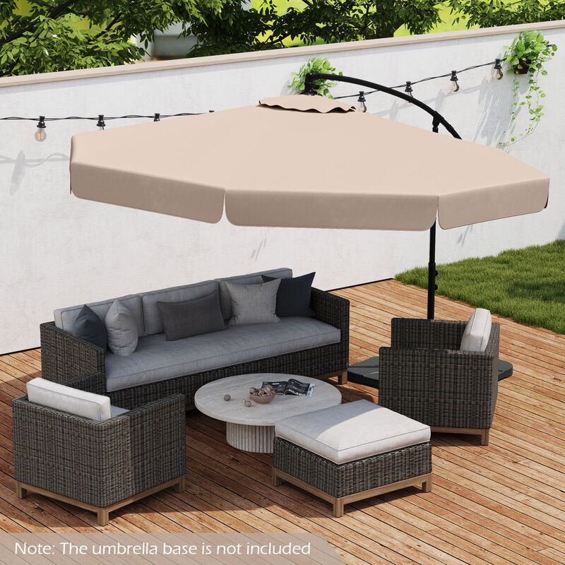 Patio Cantilever Umbrella with Cover &ndash; Tilt Adjustment & Decorative Ruffled Edge