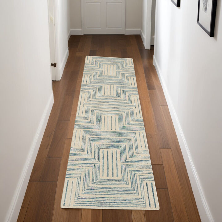 HomeRoots Wool Geometric Runner Rug
