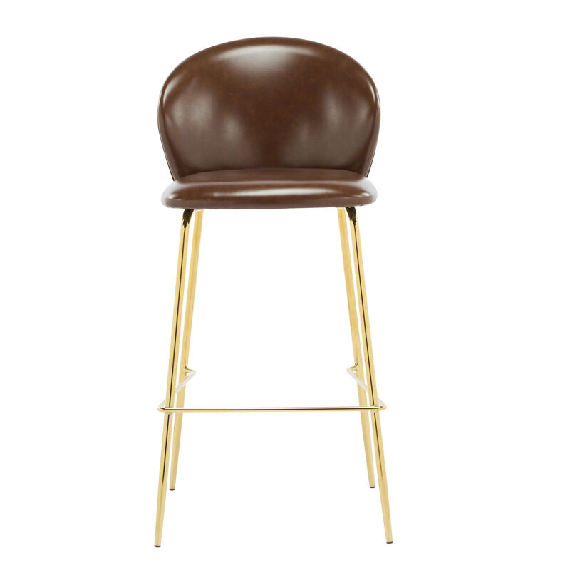Christopher Knight Home Horace Contemporary Upholstered Bar Stool with Gilded Metal Legs (Set of 2) image number 6